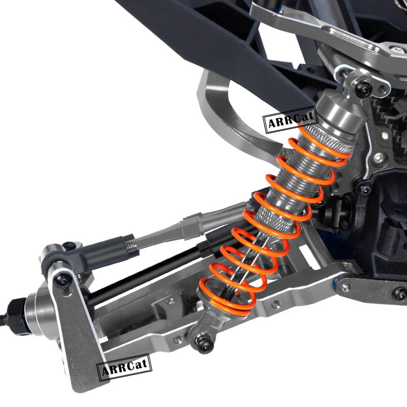 ARRCat 4PCS All Aluminum Front Rear RC Shocks Upgrade Parts for 1/10 Slash 4x4 Rustler 4X4 Stampede 4X4 Hoss 4X4, ARRCat Big Bore RC Shock Absorber Hops up,Replace 5862,Gray - Image 4